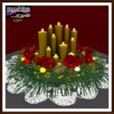 Christmas - Red Roses Candles  and Fluffy Wreath Centerpiece