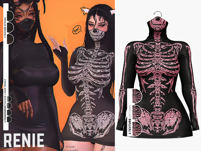 RENIE : RANA DRESS - SKELETON PINK