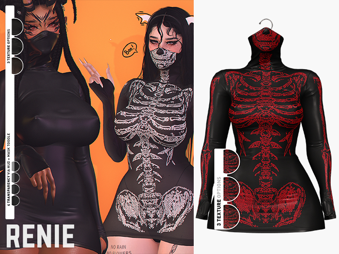 RENIE : RANA DRESS - SKELETON RED