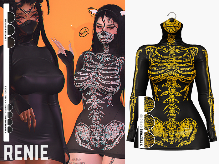 RENIE : RANA DRESS - SKELETON YELLOW