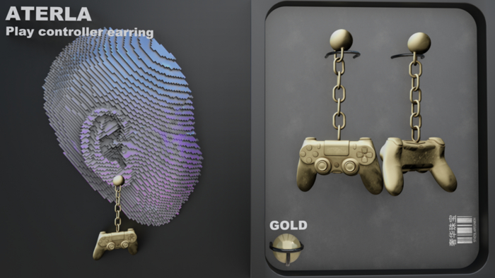 ATERLA - Play Controller Earring 'gold'