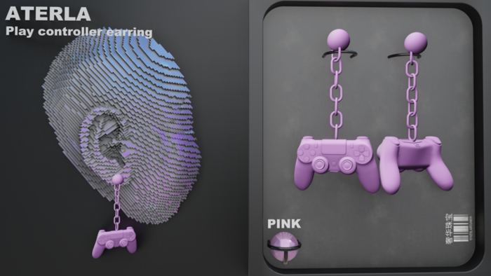 ATERLA - Play Controller Earring 'pink'