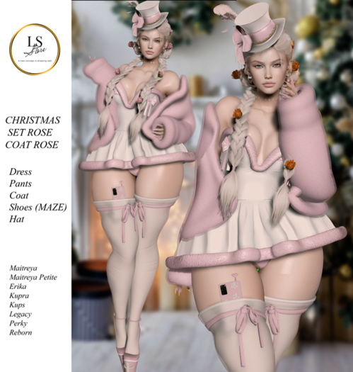 [LS] CHRISTMAS SET ROSE COAT ROSE