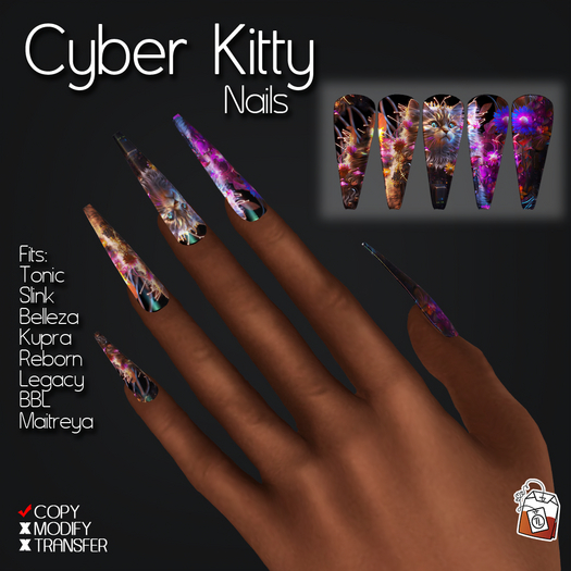 ~TL~ Cyber Kitty Iridescent Nails