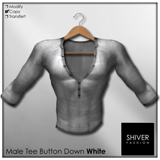 Shiver - T-Shirt Button down - White