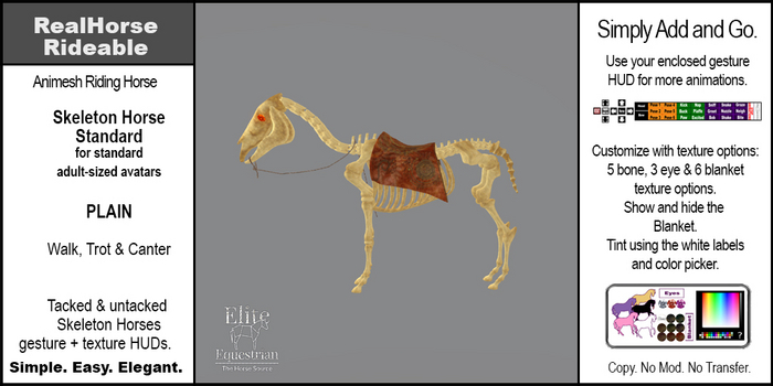 *E* RealHorse Rideable Skeleton Standard Plain [Add & Click]