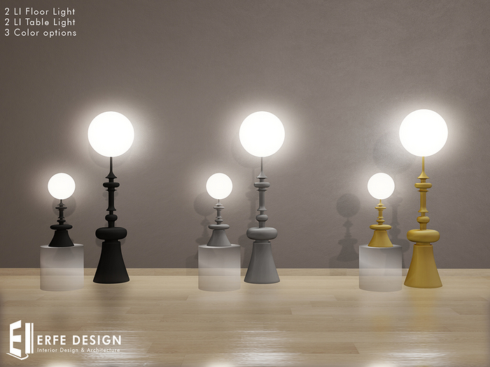 Paris Lighting Set Floor- Table 2 LI 3Colored[Erfe Design] PACK