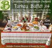 9LI Instant Christmas Turkey Buffet (Tannenbaum Pattern)V4, with Hostess & Animated Sit Anywhere and Eat Plate