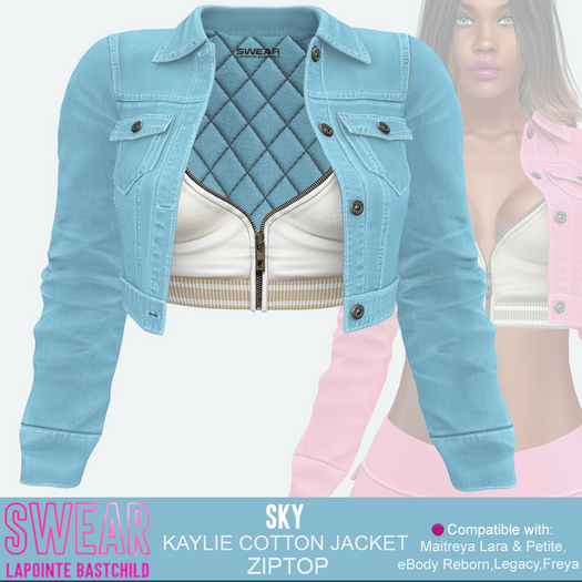 Cotton Jacket Kaylie w/ZipTop - Sky