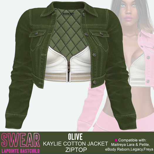 Cotton Jacket Kaylie w/ZipTop - OLIVE