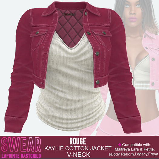 Cotton Jacket Kaylie w/Vneck - ROUGE