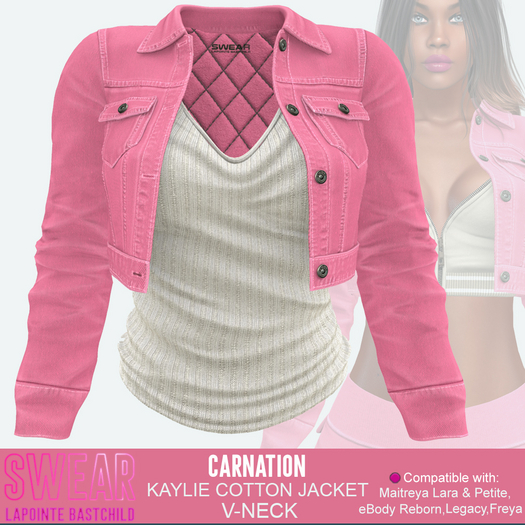 Cotton Jacket Kaylie w/Vneck - CARNATION