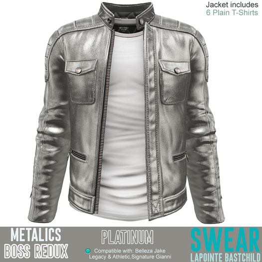 Leather Jacket Boss Metalic PLATINUM