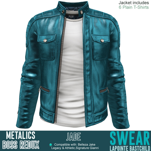 Leather Jacket Boss Metalic JADE
