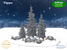 RW -**1 PRIM ONLY** snowy winter forest pine trees group *Tippu*