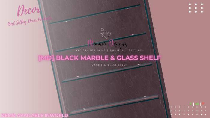 [MD] Black Marble & Glass Shelf - Boxed