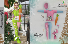 C\W Outfit Fluffy Bunny Aqua Pink Rebirth
