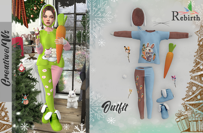 C\W Outfit Fluffy Bunny Cocoa Aqua Rebirth