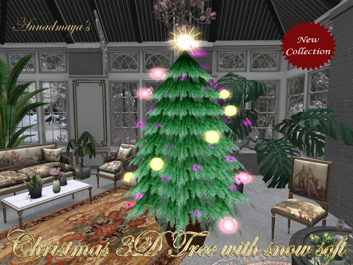 Christmas 3D Tree with snow soft with moka vase