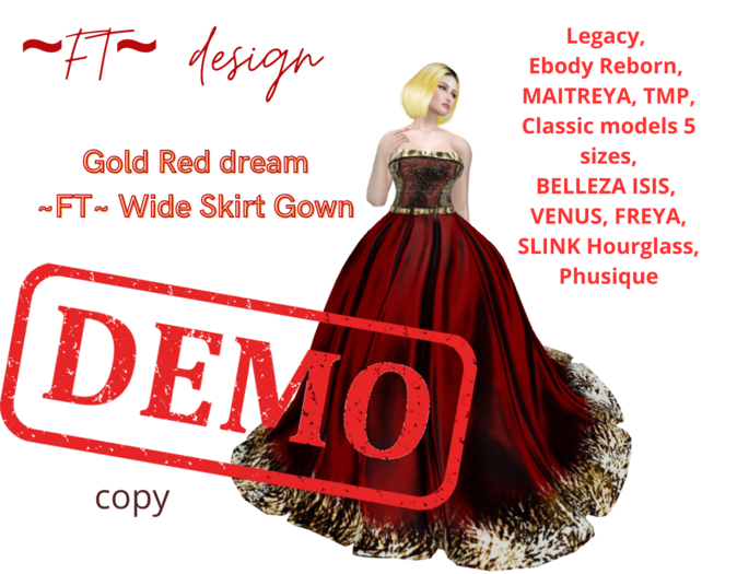 DEMO Gold Red ~FT~ Wide Skirt Gown