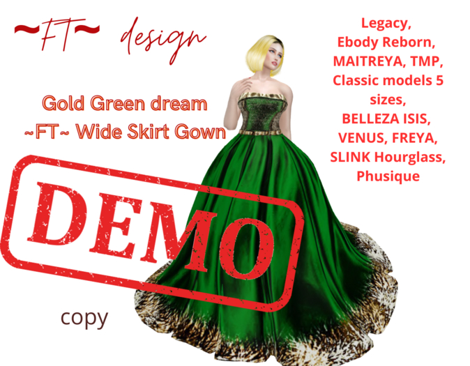 DEMO Gold Green ~FT~ Wide Skirt Gown 