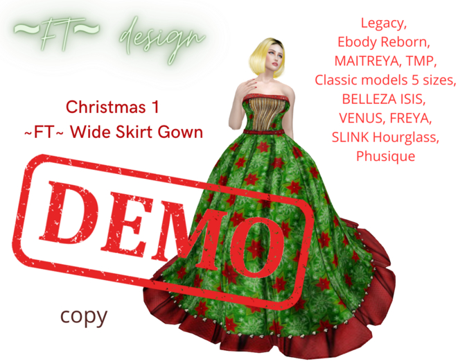 Demo Christmas 1~FT~ Wide Skirt Gown updated
