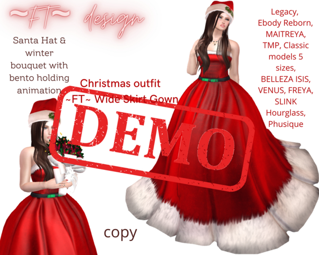 DEMO Christmas 3 ~FT~ Wide Skirt Gown (add to unpack)