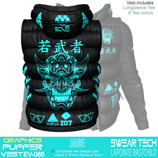 Puffer Vest - TECH GRAPHICS JADE ONI