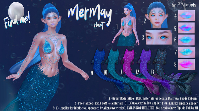 Misteria - MerMay 23 Fatpack (Riptide tail appliers, makeup, tattoo)