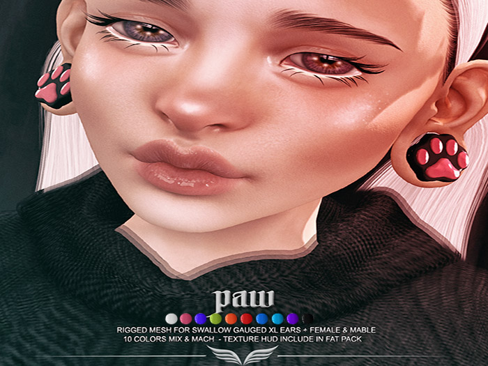 A*S PAW_^^Swallow^^Gauged XL Ears _(wear me)