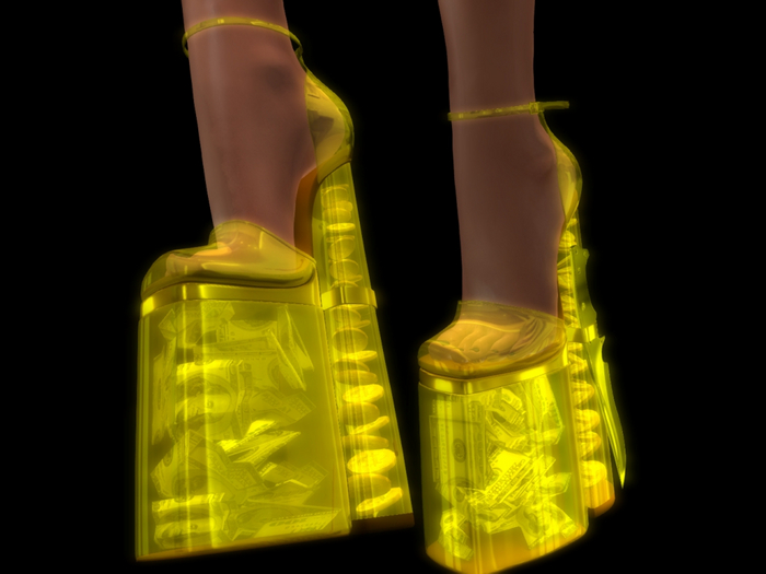 #   Transparent Heels Glow Money Style   # Yellow