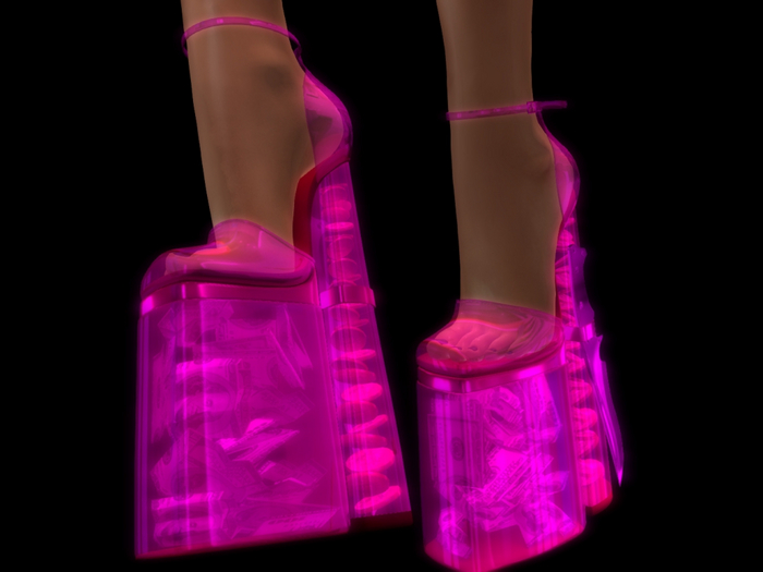 #   Transparent Heels Glow Money Style   # Pink