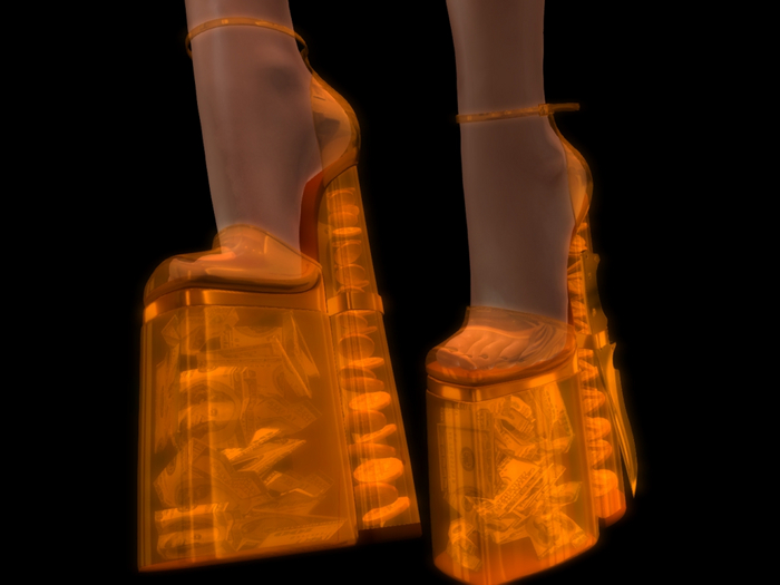 #   Transparent Heels Glow Money Style   # Orange
