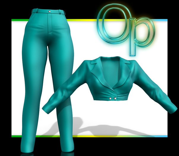 Turqoise Jacket Pants Suit Outfit
