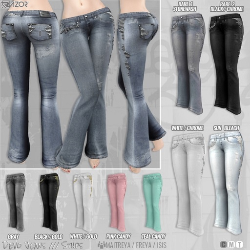 Razor/// Devo Jeans - Studs - Black/Chrome RARE