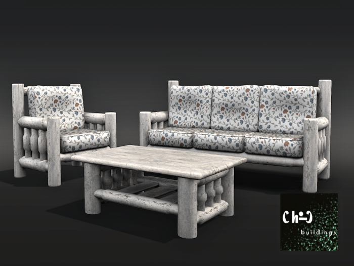 [Cb] Comfy Country Couch Set weathered- Flowers