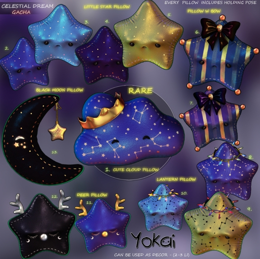 11.YOKAI - Celestial Dream GACHA - Deer Pillow (purple)