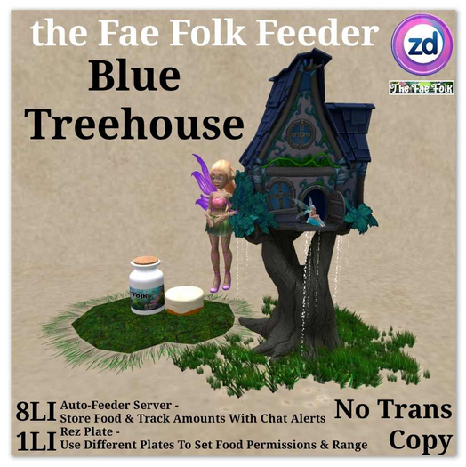 *ZD* Fae Folk Feeder - Blue Treehouse