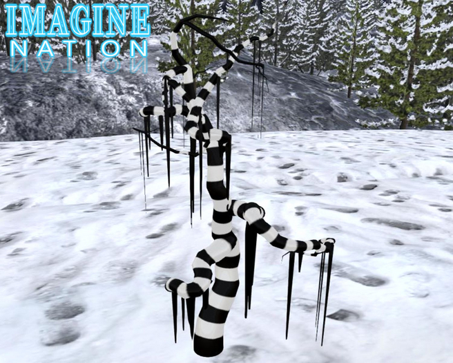 Imagine Nightmare Striped Tree black white