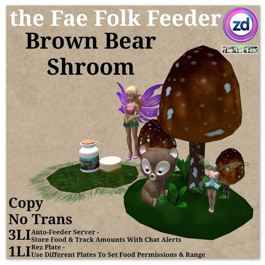 *ZD* Fae Folk Feeder - Brown Bear Shroom