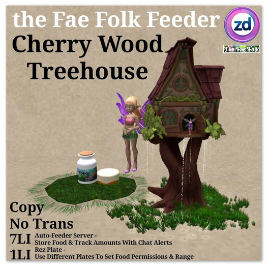 *ZD* Fae Folk Feeder - Cherry Wood Treehouse