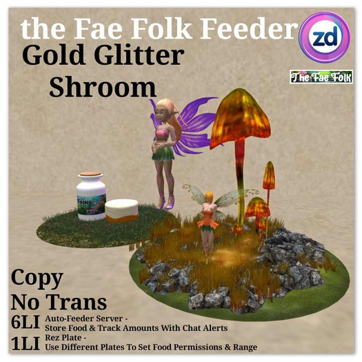 *ZD* Fae Folk Feeder - Gold Glitter Shroom