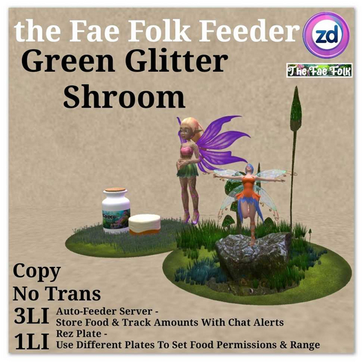 *ZD* Fae Folk Feeder - Green Glitter Shroom