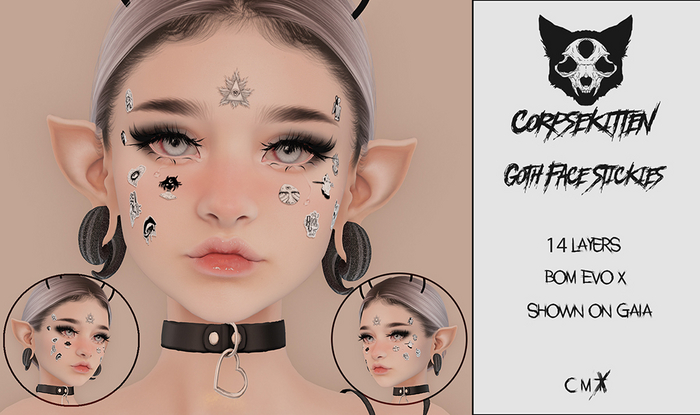 Corpsekitten - Face Stickies - Goth