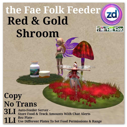 *ZD* Fae Folk Feeder - Red & Gold Shroom