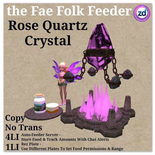 *ZD* Fae Folk Feeder - Rose Quartz Crystal