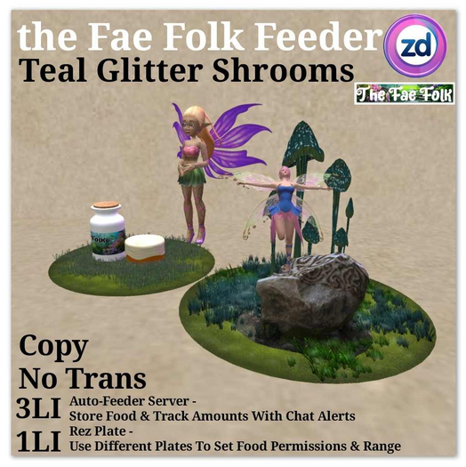 *ZD* Fae Folk Feeder - Teal Glitter Shroom