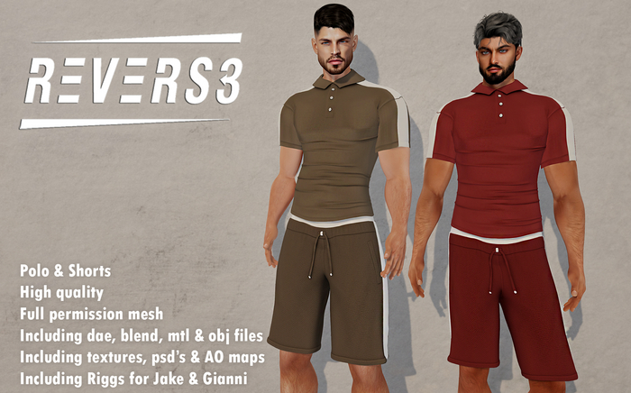 REVERS3 | Full Perm Polo & Shorts for Men including Rigs