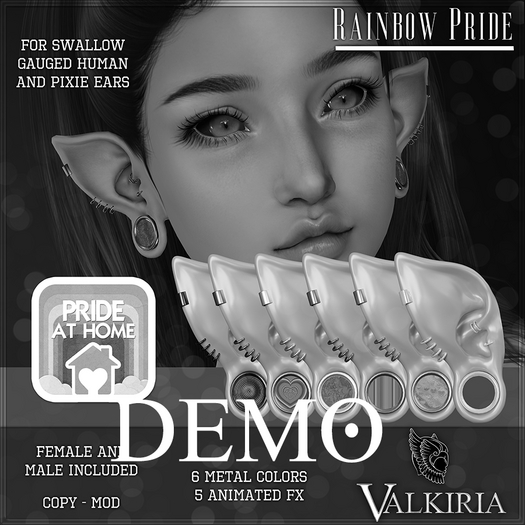 * VALKIRIA * Rainbow Pride - Swallow Gauged ears (Demo)