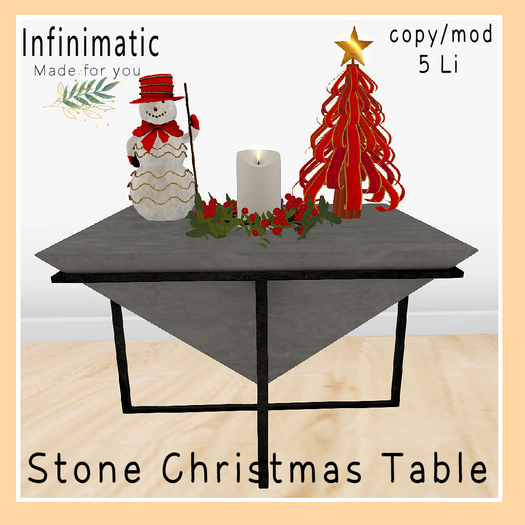 cement christmas table bagged